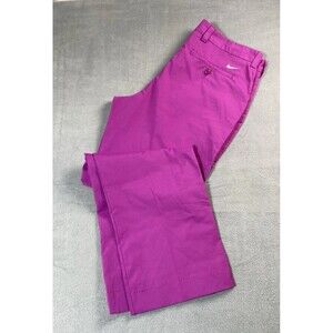 Nike Golf Dri-Fit Pants Mens 35x30 Magenta Purple Stretch Flat Front Colorful